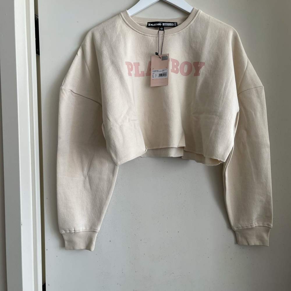 Playboy Sand Logo Cropped Sweatshirt NWT - Picture 5 of 5